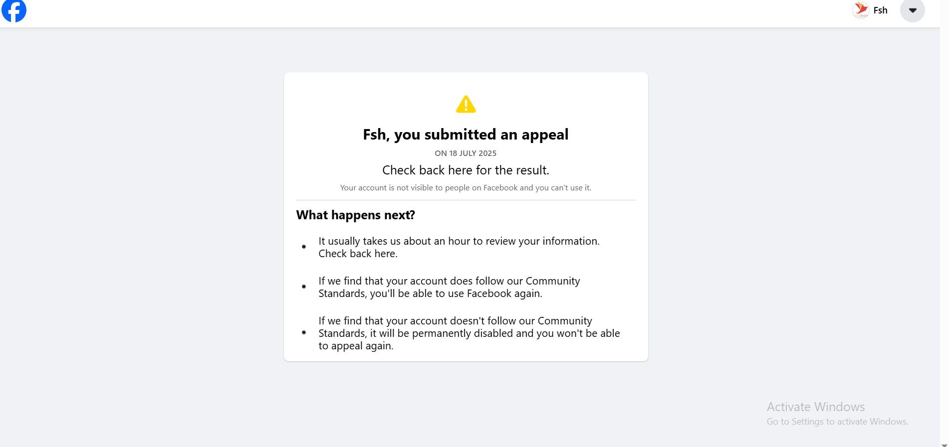 Identity confirmation FB
