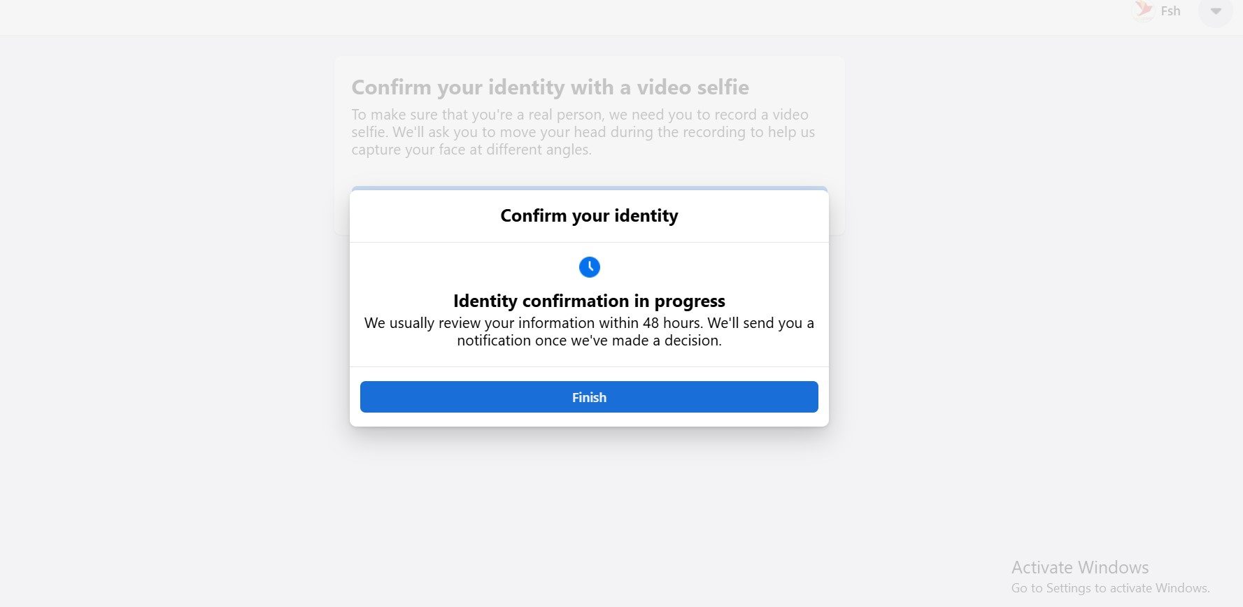 Facebook Identity confirmation SS